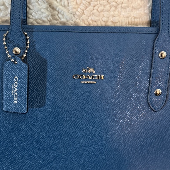 Coach Azure Blue Leather Tote - Picture 8 of 10